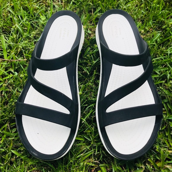 women's white croc sandals
